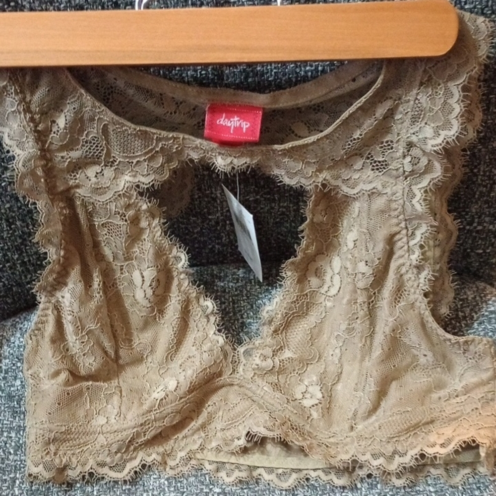 Daytrip Tan Sleeveless Crop Top with Cut Out Design